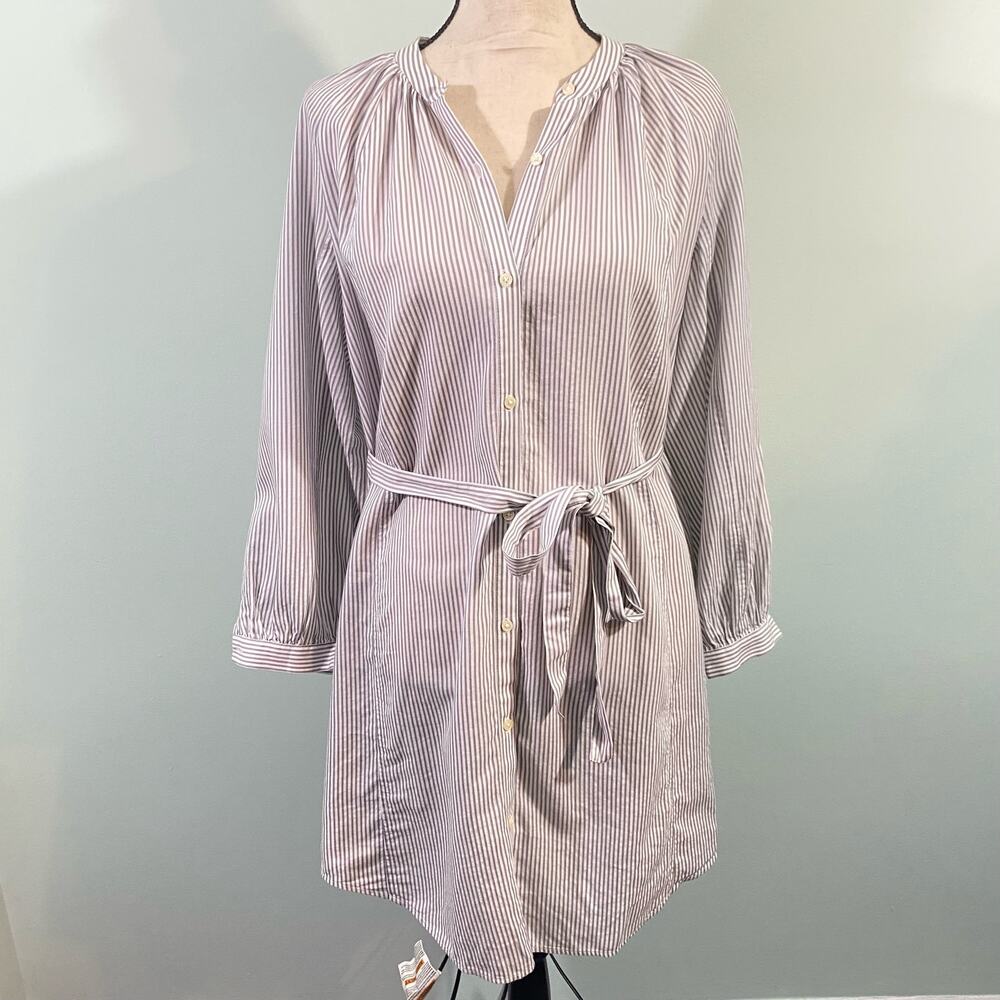 Lucky Brand Women's Grey Striped Shirt Dress Size M NWT